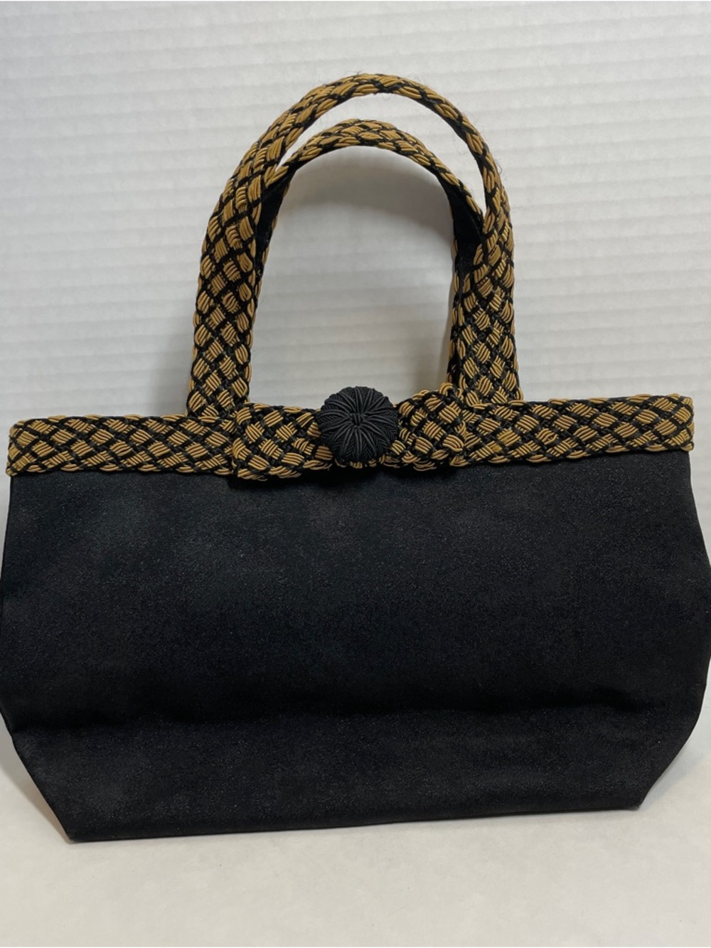 Angelica Accessories Handbag Bag Purse Black And Gold Tatami Braided Top Handles